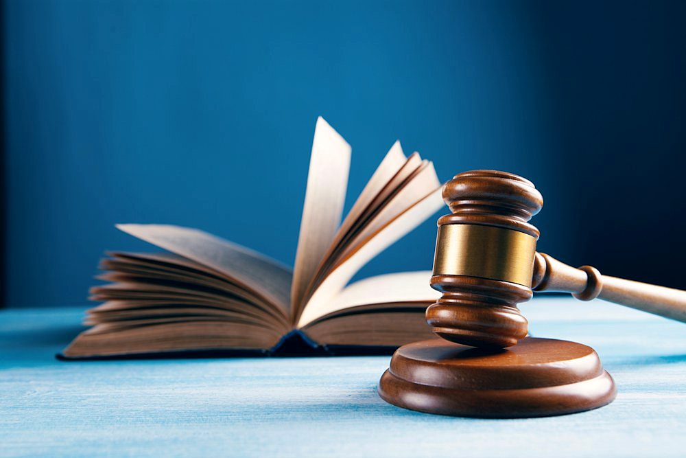 Gavel and open law book